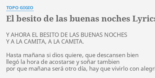 EL BESITO DE LAS BUENAS NOCHES