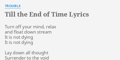 till the end of time i won't change my mind lyrics