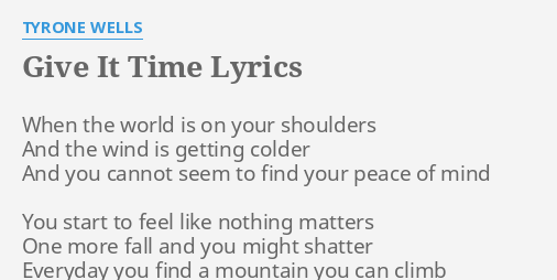 Get e-book Time of our lives lyrics tyrone wells Free