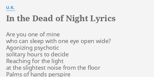 in the dead of night lyrics