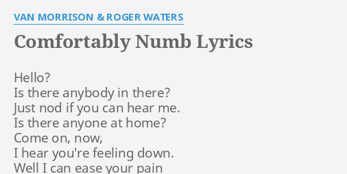 Comfortably Numb Lyrics By Van Morrison Roger Waters Hello Is