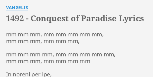 Vangelis lyrics - 1492, Conquest of paradise lyrics