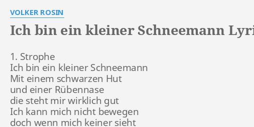 volker rosin ich bin ein kleiner schneemann