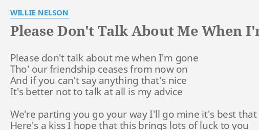 please don t talk about me when i m gone lyrics
