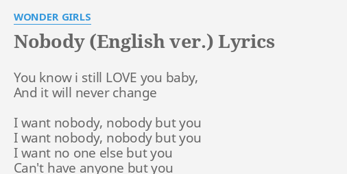 Wonder Girls – Nobody (Karaoke Version) Lyrics