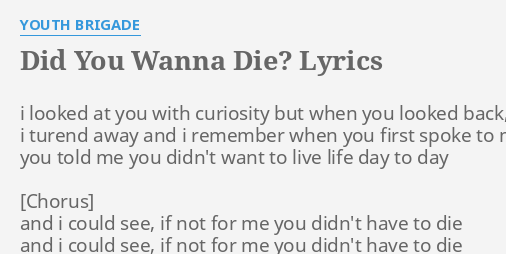 Did You Wanna Die Lyrics By Youth Brigade I Looked At You