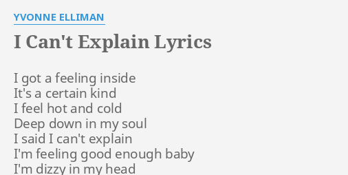 I Can T Explain Lyrics By Yvonne Elliman I Got A Feeling