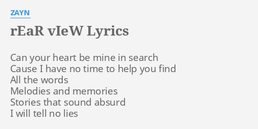 rear view lyrics zayn