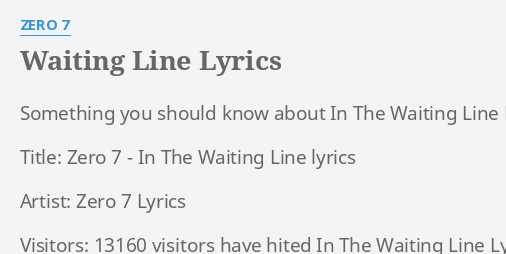 zero 7 - in the waiting line lyrics